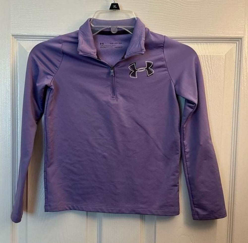 Under Armour Girls ColdGear 1/4 Zip Pullover Purple Size YXS